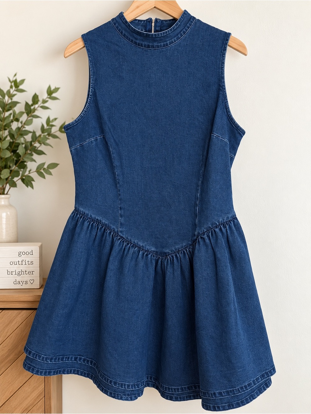 Sleeveless Dark Denim buble Dress